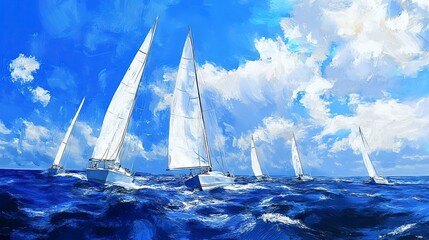 Poster - Sport sailing water boating wind regatta sailboat yacht blue sea ocean