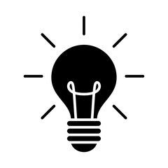 lamp or light bulb icon editable vector illustration, black and white flat style silhouette isolated