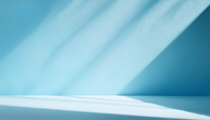 Wall Mural - minimal abstract light blue background for product presentation shadow and light from window