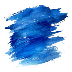 Sticker - blue paint brush strokes in watercolor isolated against transparent