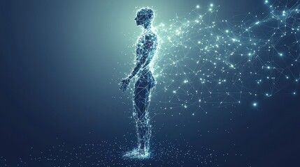 Abstract Human Form Made of Connected Lines and Dots