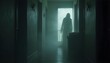 © Photo by mQ - A frightening and eerie ghost standing in a misty, mysterious room. An atmospheric scene that evokes feelings of dread and mystery, perfect for depicting horror and supernatural themes.