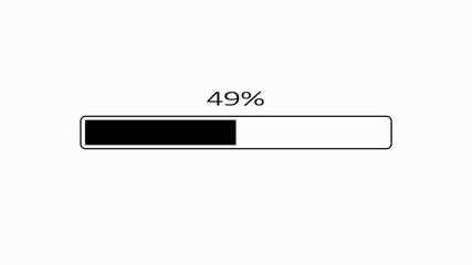 black loading bar progress countdown animation computer graphic isolated on a white background. 4k Video