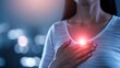 © CALMANDRELAX STUDIO - A person placing their hand over their chest with a glowing heart symbol, symbolizing health, care, and emotional wellness in a serene setting.