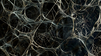 Close up of a spider web.