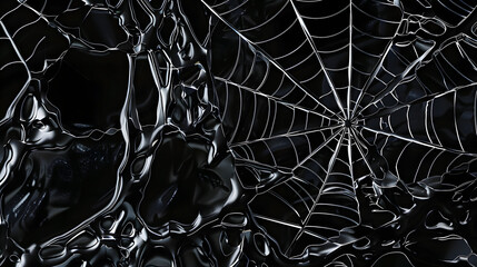 Close up of a spider web.
