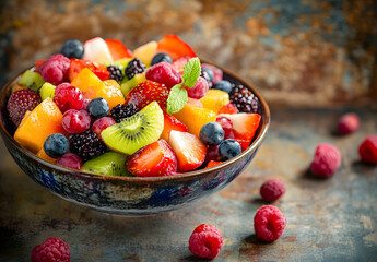 Wall Mural - Fresh fruit salad in the bowl