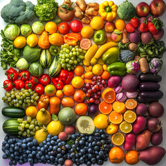 Wall Mural - Rainbow collection of fruits and vegetables