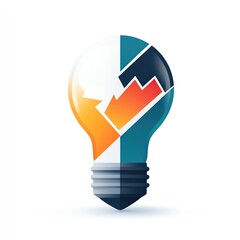 Simple icon of a light bulb with growth arrows, representing innovative business expansion Centered on a white background isolated on white background