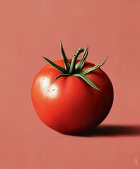 Wall Mural - A simple Tomato, solid in color and pattern on a solid background