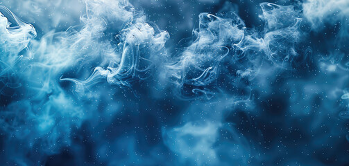 Poster - Cyan particle liquid smoke background. Generative AI.