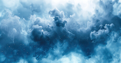 Aufkleber - Cyan particle liquid smoke background. Generative AI.