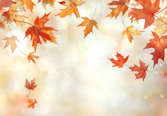 Fototapete - Fall landscape with yellow trees and sun. Colorful foliage in the park. Falling leaves.