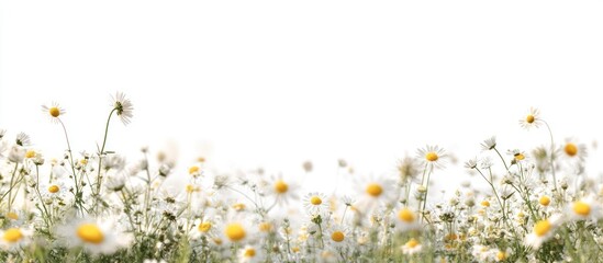 Wall Mural - Field of Daisies with White Background