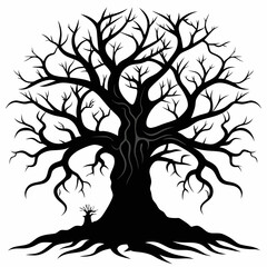 haunted trees silhouette collection of Halloween vector illustrations on white background. scary plant element