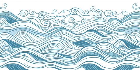 A soothing and artistic pattern of pastel-colored waves with flowing, curved lines