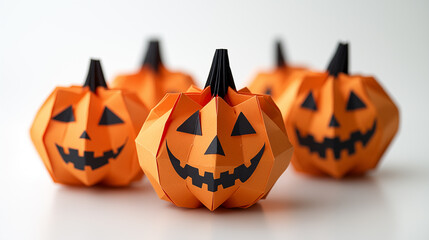 Wall Mural - Halloween pumpkins isolated on white background. 3d illustration.