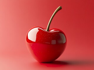 A simple Cherry, solid in color and pattern on a solid background