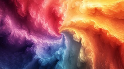 Wall Mural - A colorful swirl of clouds with a rainbow in the center