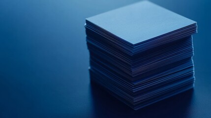 A blue business card with a space for text on the back