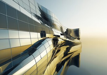 In this picture, the outer wall of a modern building has glass windows and aluminum metal composite panels. Engineered steel frames with diagonal cladding cover the futuristic building.