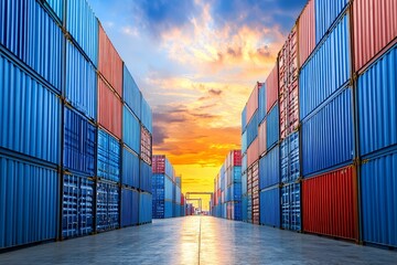 For import and export business, background cargo is stored in containers on freight ships.