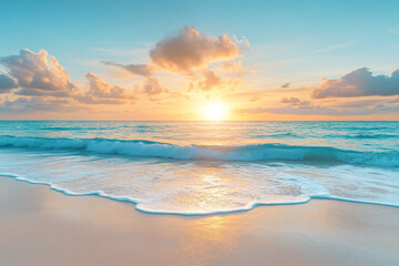 Canvas Print - Sunset Beach Waves.