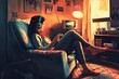 © Антон Сальников - A pre-adolescent girl plays a video game on her television at home