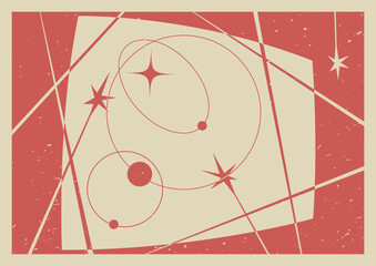 Wall Mural - retro space background 1950s - 1960s colors and shapes, vector template for cosmic posters, covers, 