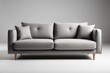 © YOUR - A modern grey sofa with two back cushions and two throw pillows