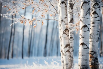 Wall Mural - Pine trees snow outdoors woodland.