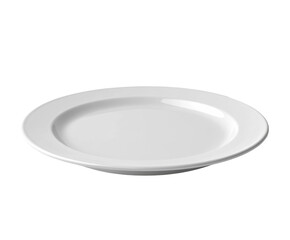 plain white ceramic plate isolated on white. png transparent.