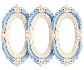 Wall Mural - ornate oval picture frames in different colors isolated on white background. png transparent.