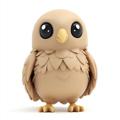 A cute, cartoon-style bird character with big eyes and a soft, rounded body. Perfect for children's illustrations and playful themes.