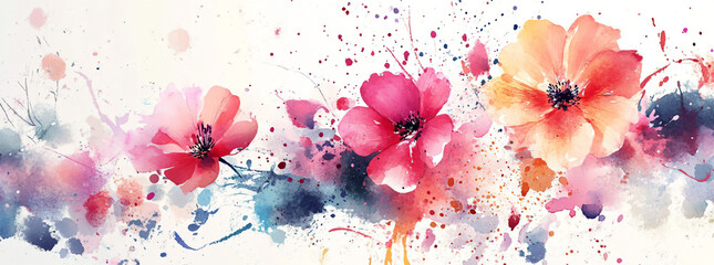 Wall Mural - Watercolor Flower Art.