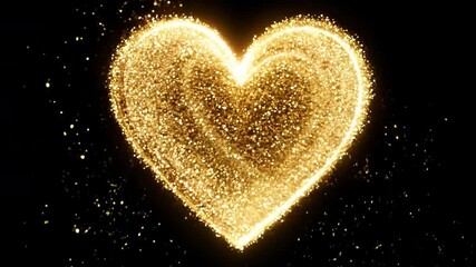 Canvas Print - golden heart aflame: a radiant golden heart, ablaze with sparkling light, symbolizes the enduring po