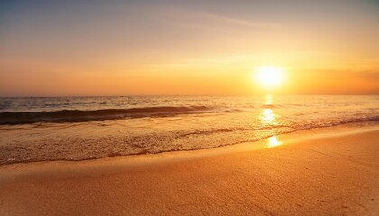 closeup sea sand beach panoramic beach landscape inspire tropical beach seascape horizon orange and golden sunset sky calmness tranquil relaxing sunlight summer mood vacation travel holiday banner