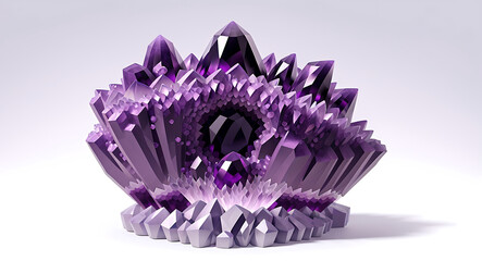 Poster - Illustration of an Amethyst Geode, Featuring Deep Purple Crystals in an Organic Shape, Representing Calmness and Spiritual Growth, with Copy Space on a White Background