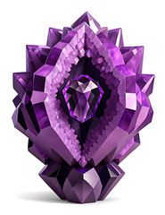 Poster - Illustration of an Amethyst Geode, Featuring Deep Purple Crystals in an Organic Shape, Representing Calmness and Spiritual Growth, with Copy Space on a White Background