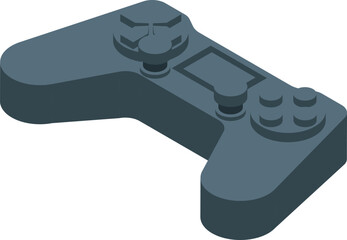 Poster - Dark grey gamepad with buttons and d pad lying horizontally, isometric view