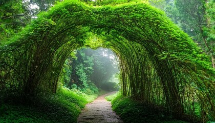 Wall Mural - a green archway in a lush green forest