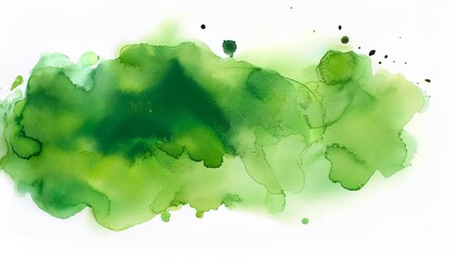 Sticker - abstract green watercolor on white background