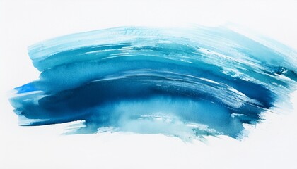 an abstract ocean blue brush stroke painted in watercolor on a clean white background