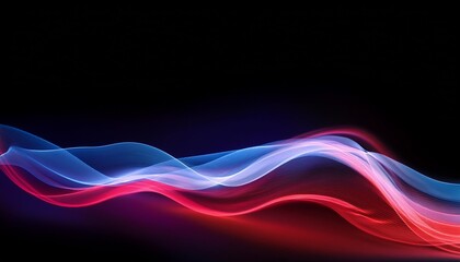 Canvas Print - a multicolored wave of light against a black backdrop a red and blue overlay beneath