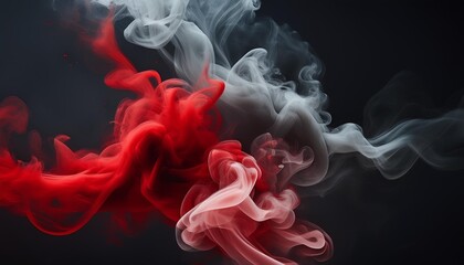 Wall Mural - abstract red and grey smoke interaction on a dark background