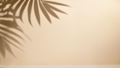 Wall Mural - palm leaves shadow on beige background freeze motion