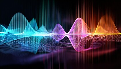 Wall Mural - abstract digital sound equalizer linear wave like sound