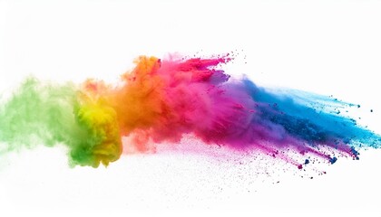 Canvas Print - colorful rainbow holi paint color powder explosion isolated white background