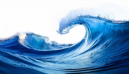 vibrant blue ocean wave illustration with white background capturing the fluid movement and energy of water in abstract art form