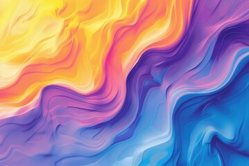 Wall Mural - 3d rendered abstract iridescent wavy background in yellow, blue and purple for design, covers, advertising, templates, banners and posters